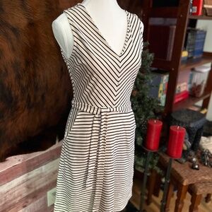 Black & Cream Striped Dress by Monteau